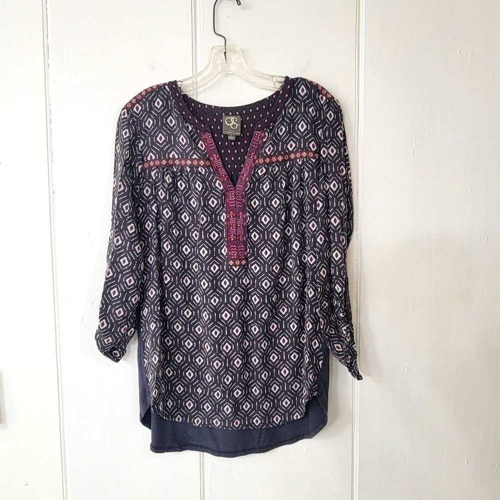 One September Boho Geometric Peasant Blouse Anthropologie - Picture 5 of 5